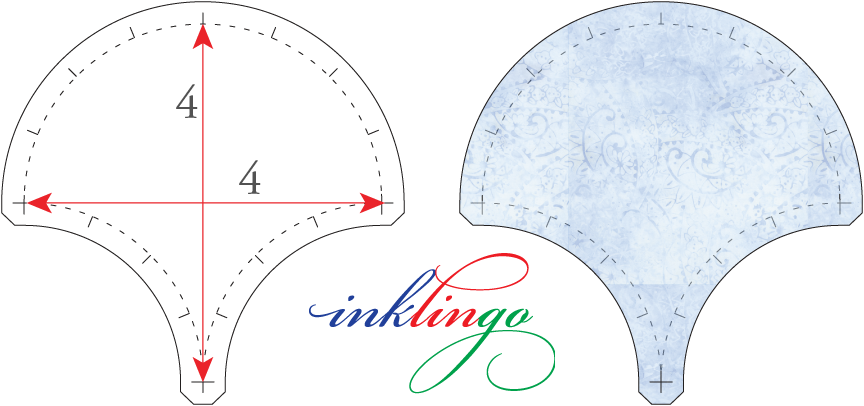 dimensions of 4 inch Clamshell quilt shape