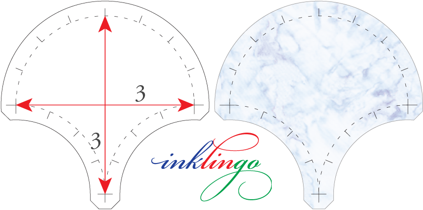 dimensions of 3 inch Clamshell quilt shape