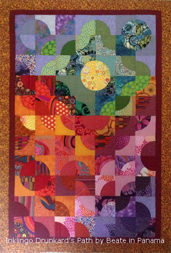 Drunkardès Path quilt by Beate with Inklingo