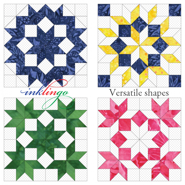 Versatile diamonds triangles and squares make many different quilt blocks