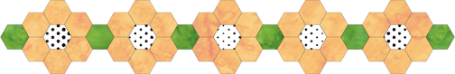 row of Inklingo Hexagon Flowers