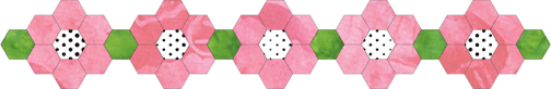 row of hexagon flowers for border