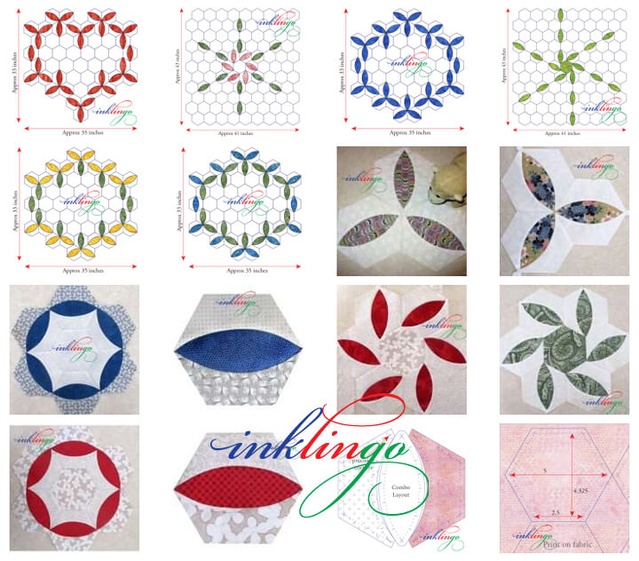 Hexagons with Petals for quilts