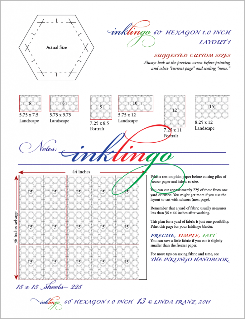 Custom Sizes for 1 inch hexagons