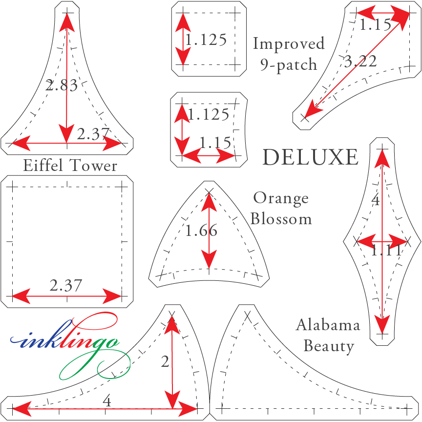 templates for Alabama Beauty, Improved 9-Patch, Orange Peel