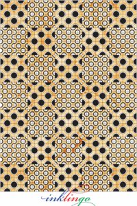 Drunkard's Trail Quilt variation in black and gold 