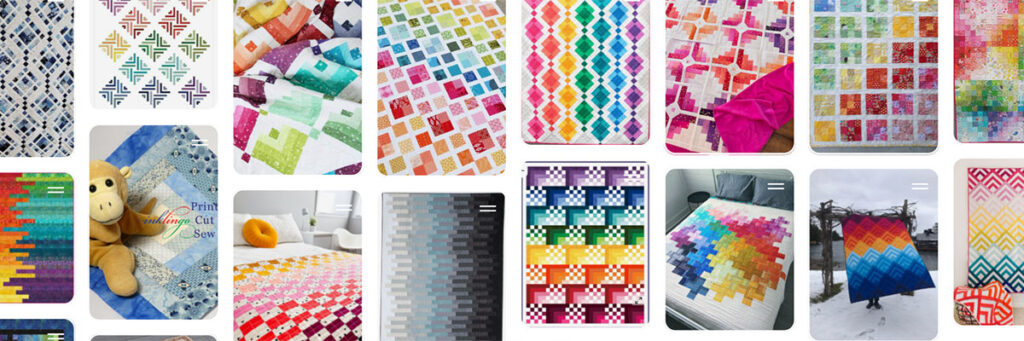 Selection of Log Cabin Quilt variations on Pinterest