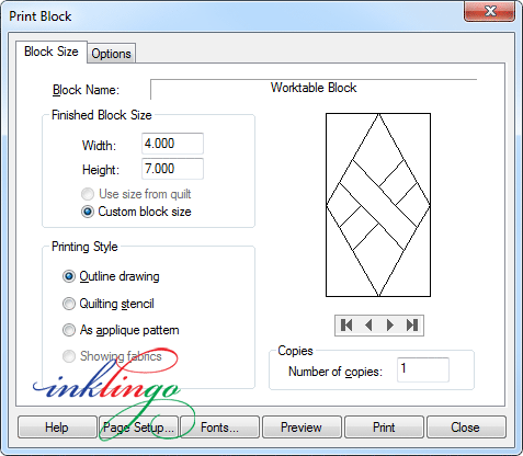 Print diamonds with Electric Quilt