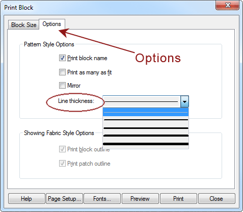 Choose the line thickness in EQ